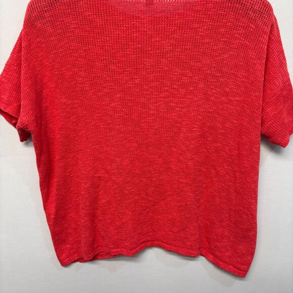 Eileen Fisher Short Sleeve Knit Sweater Size Large Organic Cotton Linen C056 -14 - Picture 11 of 13